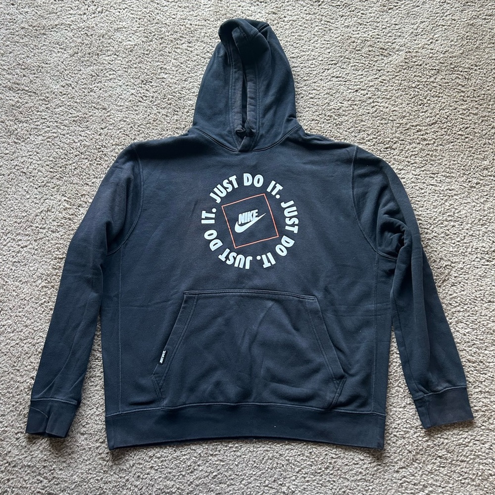 Nike Black Cotton Hoodie with Just Do It Circle Logo
